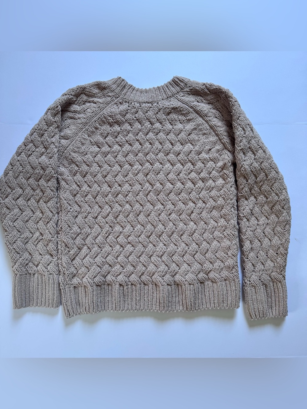 bobeau Taupe Cable Knit Crewneck Sweater,Size Medium - Picture 3 of 7